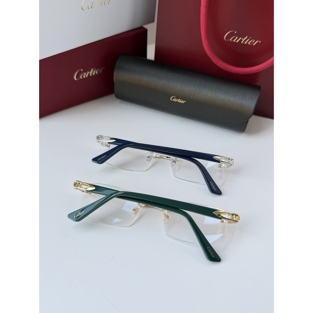 CARTIER CT0287O 009 Gold Green Transparent Clear Eyeglasses Rx Able AUTHENTIC - Picture 10 of 11